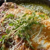 Chicken Enchiladas · cast iron roasted with fery honey-habanero sauce