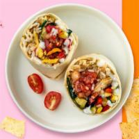 Veggie Vengeance Burrito · Mix of veggies wrapped in a warm tortilla with rice, beans, cheese, guacamole, sour cream, l...