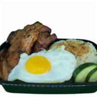 PorkChopSilog · Marinated Pork Chop with Garlic topped Rice and Sunny-Side-Up Egg
