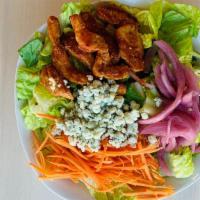 Buffalo Chicken Salad · Buffalo chicken, red onion, shredded carrots, and blue cheese.