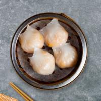 Shrimply Amazing Dumpling · 4 pieces shrimp dumplings.
