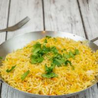 Plain Basmati Rice · Steamed basmati saffron rice.