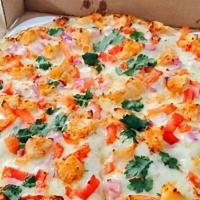 Chicken Tikka Pizza · Tandoori chicken, tikka masala sauce, red onion, bell pepper & cilantro.