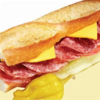26. Salami & Cheese · Sandwich Only. Salami, Lettuce, Tomato, Mayonnaise, cheese.On the side: Pickle, Pepperoncini...
