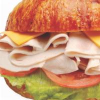 32. Turkey & Cheese  · Turkey, Lettuce, Tomato, Mayonnaise, cheese.
 On the side: Pickle, Pepperoncini, Red Onion &...