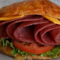 36. Salami & Cheese  · Salami, Lettuce, Tomato, Mayonnaise, cheese.
On the side: Pickle, Pepperoncini, Red Onion & ...