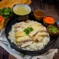 Hainan Chicken Box (GF) · Mary’s Non-GMO Free-Range chicken slow-poached (gently simmered) with ginger and scallions. ...