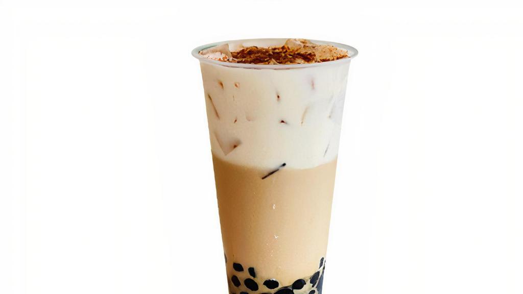The Boba · Jasmine or black milk tea, non-dairy creamer, brown sugar, crema and boba<br />(contains dairy)