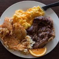 Steak & Eggs · Our eight oz steak, the best quality at the best price cooked to order,tender and seasoned.....