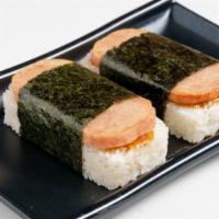 Spam Musubi - 2 Pcs · Grill spam. steam rice, teriyaki sauce warp with seaweed nori.