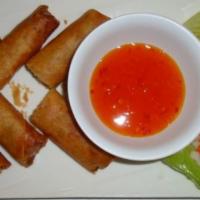 A2. Fried Vietnamese Egg Rolls / Chả Giò (3) · Choice veggies or chicken and mixed vegetables. Served with side of sweet and chili sauce.
