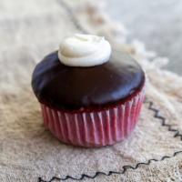 Choco Velvet (Mini Size) · Red velvet cake frosted with chocolate ganache and topped with a dollop of sweet cream cheese.