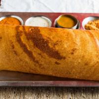 Plain Dosa · Crispy crepe made with rice and lentil.