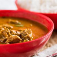 CK Chicken Curry · Chicken simmered w/ chennai 65 spl masala & cooked in typical village style (boneless).