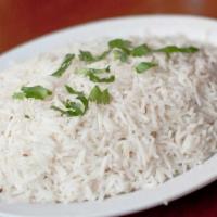 Rice Pillau · Long-grain basmati rice.