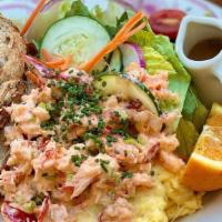 New England Lobster Scramble · Celery, chive, mayo, lobster meat, and swiss.