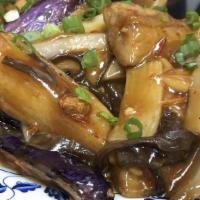Egg Plant with Hot Garlic Sauce · Hot & spicy.
