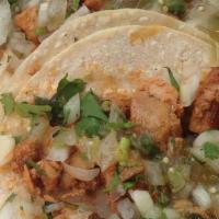 8. Soft Taco · With meat, cilantro, onion, salsa. (Steak, grilled or shredded chicken, carnitas, pastor or ...