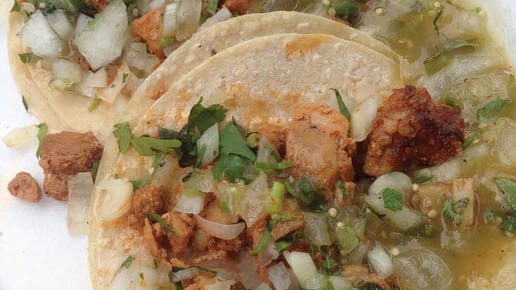 8. Soft Taco · With meat, cilantro, onion, salsa. (Steak, grilled or shredded chicken, carnitas, pastor or chili verde)