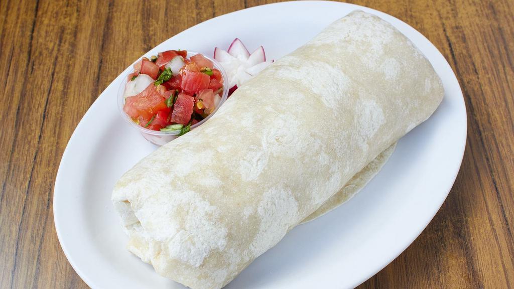 F - Chile Relleno Vegetarian Burrito · Vegetarian. With rice, beans and salsa. Make it super by adding cheese, guacamole, sour cream, lettuce and tomato.