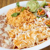 Enchiladas · One enchilada with choice of meat or cheese.