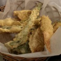 Combination Tempura · Vegetables and shrimp tempura.