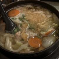 Chicken Udon · Cabbage, carrot, green onion and chicken.