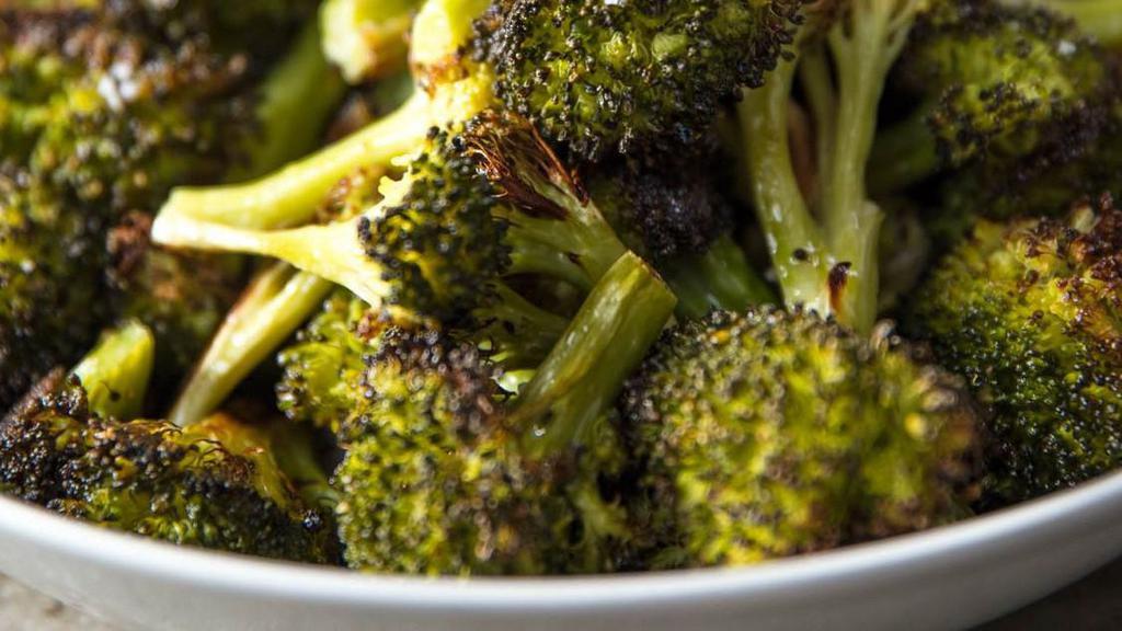 Broccoli 5lbs · Florets steamed and seasoned with sesame, sea salt, garlic and pepper.