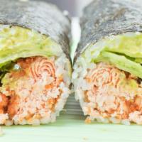 Salmon-Rito · Deep fried salmon, mixed greens, cucumber, avocado, topped with unagi sauce and wrapped with...