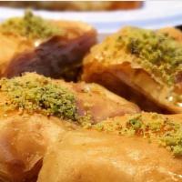 Bakalava Pistachio · BUTTERED LAYERS OF PHYLLO DOUGH, PISTACHIO FILLING AND SWEET SYRUP