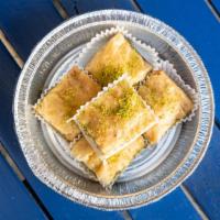 Baklava Walnut · BUTTERED LAYERS OF PHYLLO DOUGH, WALNUT FILLING AND SWEET SYRUP