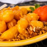 1. Honey Walnut Prawns · Fried prawns in special mayonnaise sauce and topped with walnuts.