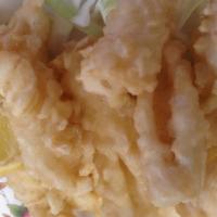 11. Fried Calamari · twisted calamari body, crispy deep fried, served with szchuang sauce