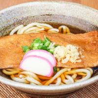 Kitsune Udon · FRIED SWEET TOFU, FISH CAKE, GREEN ONIONS, TEMPURA BITS