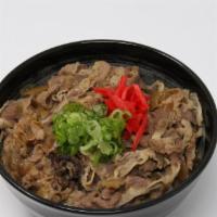 Mini Beef Donburi · SWEET & TENDER BEEF, ONIONS, GREEN ONIONS