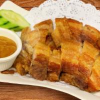 Lechon Kawali · Succulent Deep Fried Pork Belly with sauce on the side