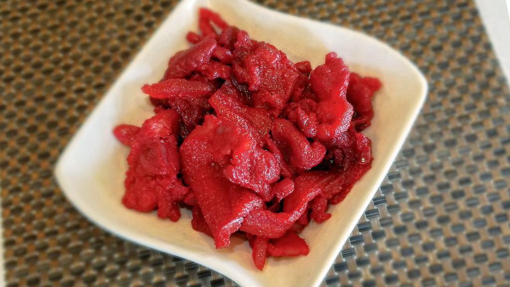 Pork Tocino (32oz) · Tocino is a sweet cured pork slices typically served as Filipino breakfast but you can enjoy any time of the day.