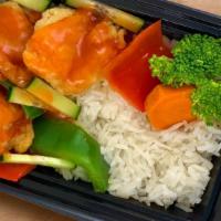 Budget Lunch Fish Fillet Escabeche · Boneless fish fillet in sweet and sour sauce with choice of white rice or noodles with plus ...