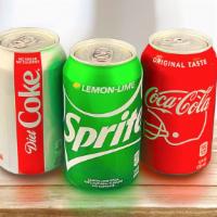 Soda in cans · Choice of coke, diet coke, sprite, and rootbeer 

SODA AVAILABILITY SUBJECT TO CHANGE WITHOU...