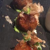 Mr. Tako Balls · 4pc panic deep fried taco balls in 6hr sous-vide Spanish octopus in white truffle mash potat...