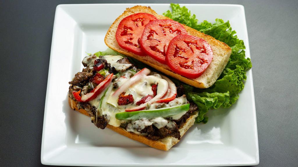 Beef Philly Cheese · Beef Steak, Mozzarella  Cheese, Bell Pepper, Onion, Mushroom, Tomato & Mayo on a French Roll