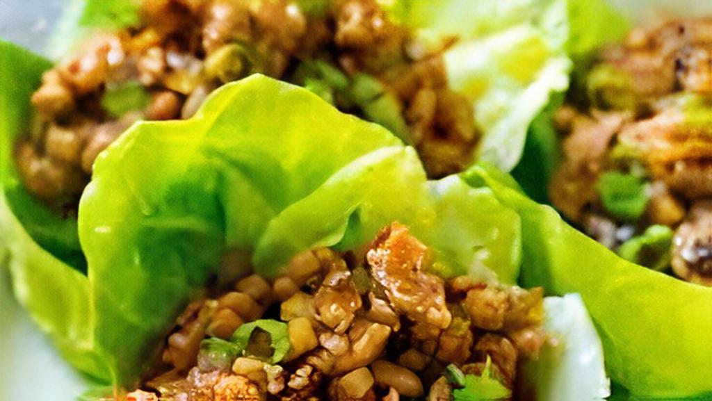 Minced Chicken in Lettuce Wrap · Water chestnuts, shiitake, and soy bean.
