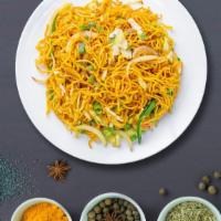 Veggie Chow Mein · Wok tossed stir fried noodles with seasonal veggies and Sichuan spices. Vegan.
