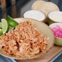 Family Style Chipotle Chicken Tacos 12 · Everything you need to assemble 12 tacos -Braised Pitman Farms shredded chicken, two white c...