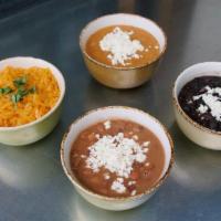 Half Pint of Beans · Traditional pinto beans, vegetarian black beans or spicy refried beans