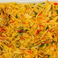 13. Vegetable Biriyani · Garden vegetable cooked with selected spices with saffron flavored basmati rice.