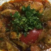 19. Chicken Jalfrezi · Boneless chicken cooked with bell pepper, tomatoes, and selected spices.