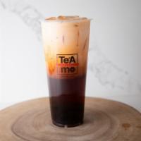 Thai Tea Latte · Thai tea topped with organic half & half and brown sugar boba.