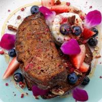 Banana Bread · GF banana bread served with whipped cow's milk ricotta, fresh berries & roasted pecans drizz...