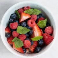 Berry Pot · Fresh blueberries, raspberries & strawberries, served with with a mint garnish.